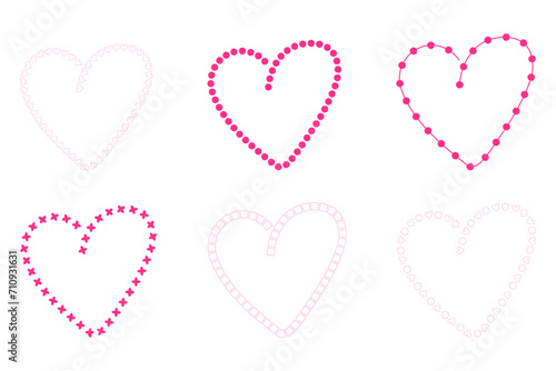 Set of simple hearts in doodle style for the holiday