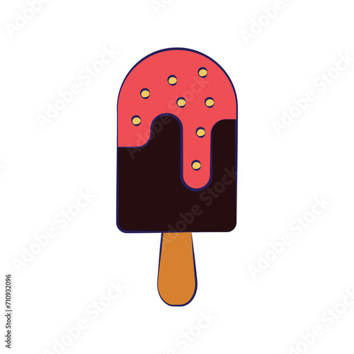 Chocobar Ice Cream Icon - Flat Vector Chocolate Ice Cream Cartoon Icon Illustration