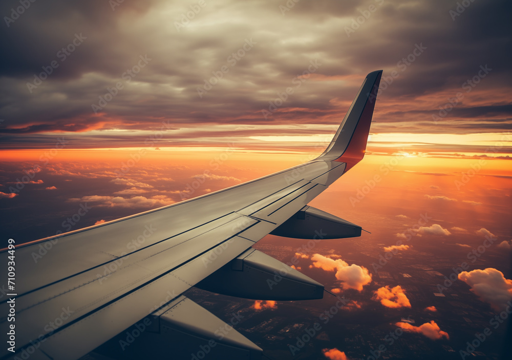 View of a beautiful cloudscape from an airplane in the sky View of a beautiful cloudscape from an airplane in the sky