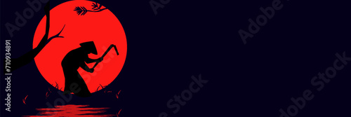 Happy Farmers Day text with Indian farmer silhouette vector illustration for social media creative post template