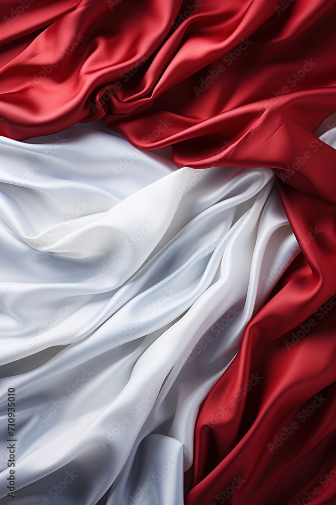 Red and white silk fabric