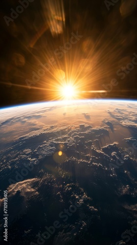 Sun Setting Over Earth From Space photo