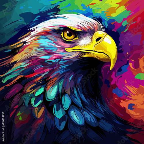 abstract vibrant eagle majestic patriotic illustration colorful artwork vector