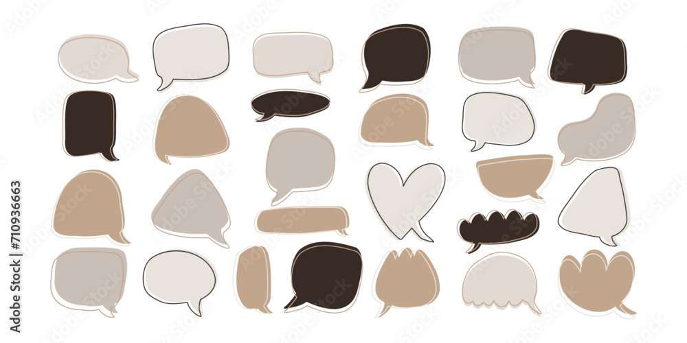 Hand drawn doodle style speech bubbles set. Quote, conversation, dialogue. Vector illustration. Hand drawn doodle style speech bubbles set. Quote, conversation, dialogue. Vector illustration.