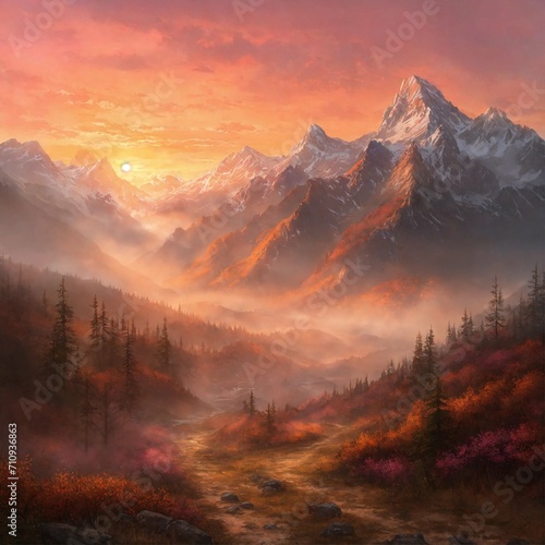 sunset in the mountains