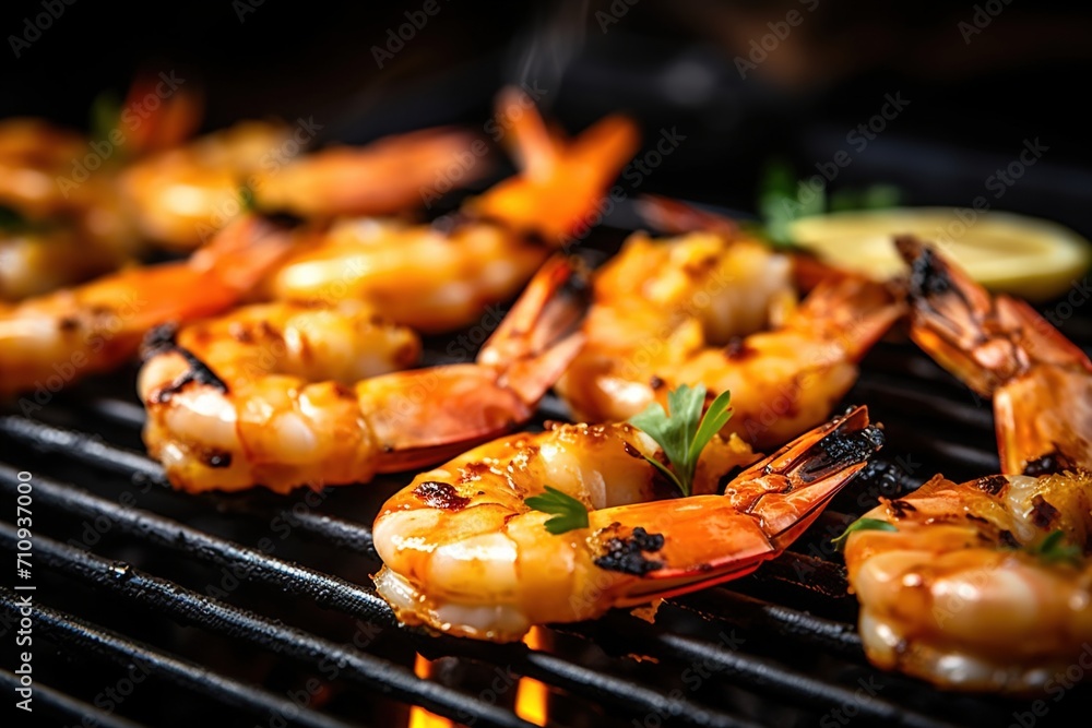 Grilled jumbo shrimps with lemon and parsley