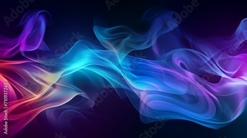Abstract, colorful, multicolored smoke spreading across the background is ideal for advertising or designing wallpaper for gadgets, and it has a modern design with neon lighting and blowing