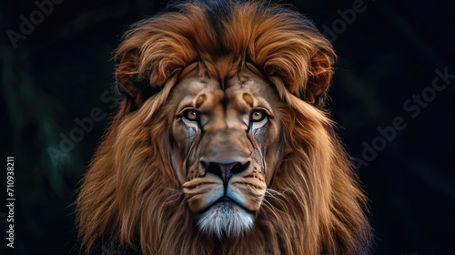 Close Up of Lions Face on Black Background © BrandwayArt