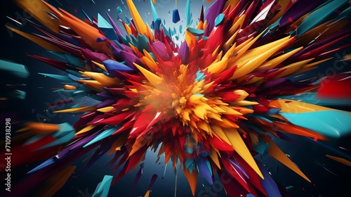 Chaos and colorful motion explode in abstract shapes.