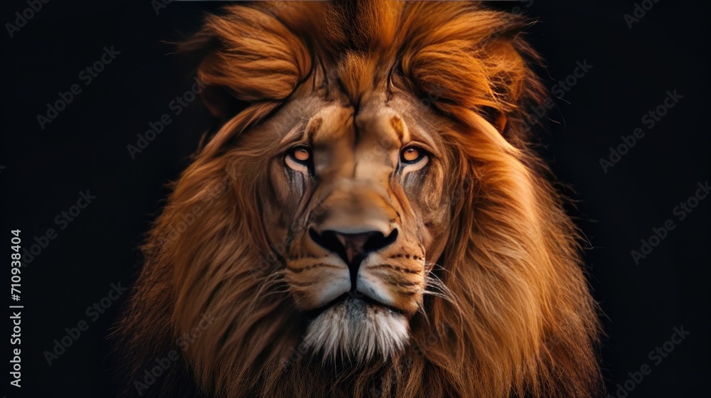 Close Up of Lions Face on Black Background Close Up of Lions Face on Black Background