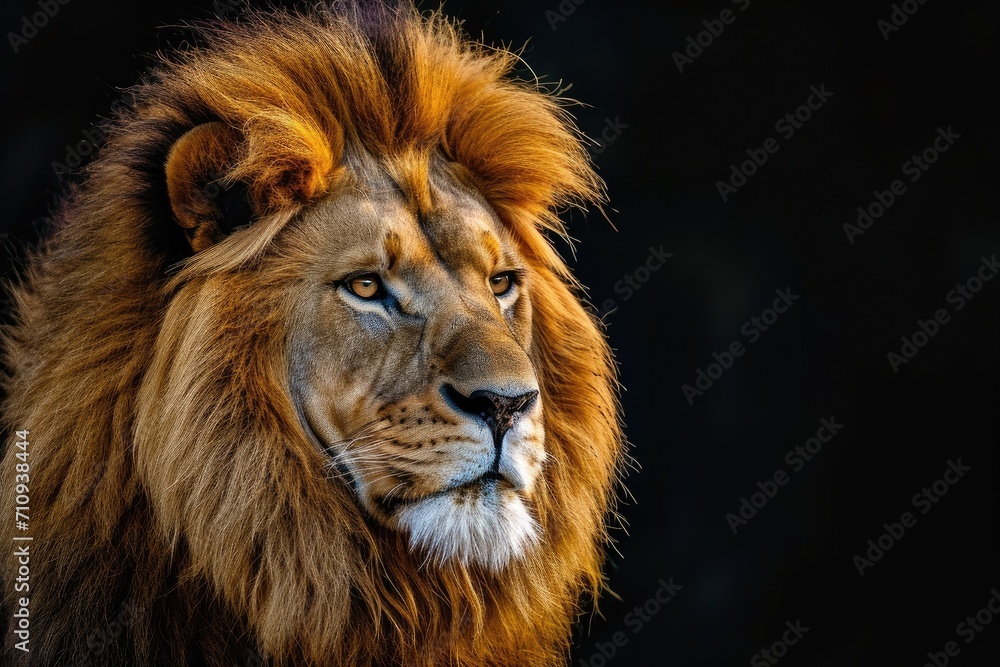 Fototapeta premium Close-Up of Lion on Black Background