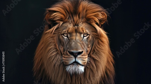 Close-Up of Lion on Black Background © BrandwayArt