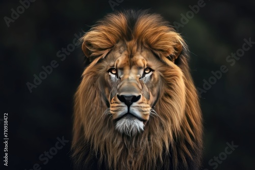 Close-Up of Lions Face on Black Background