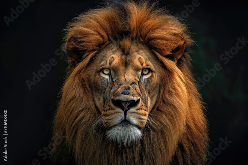 Close-Up of Lion With Black Background