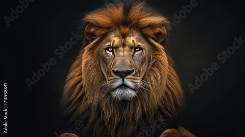 Lion portrait on dark background