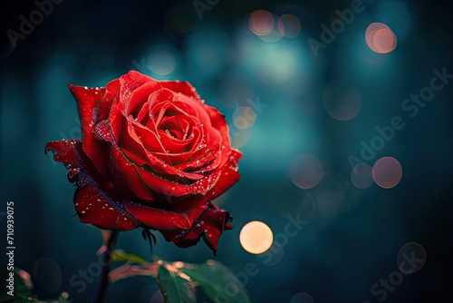 red rose wallpaper on blue background Generative AI