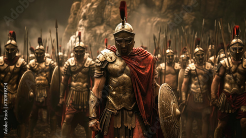 Spartan warriors preparing for war.