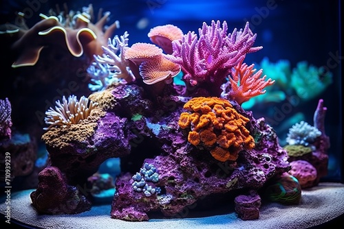 A luxurious coral aquarium with bright and diverse corals