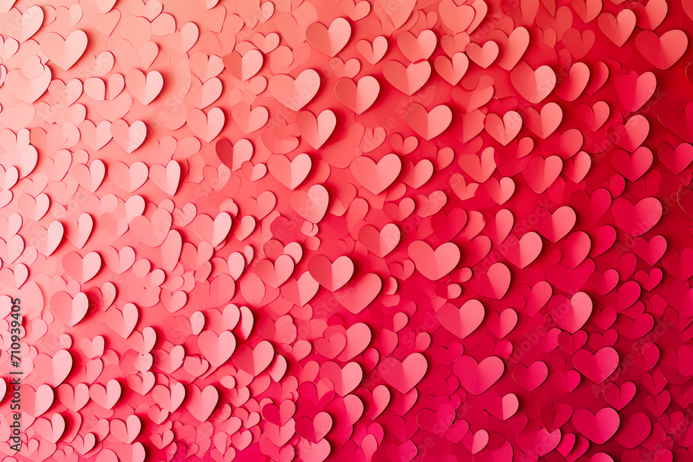 Obraz premium Create a pattern of hearts with a gradient of red and pink colors.
