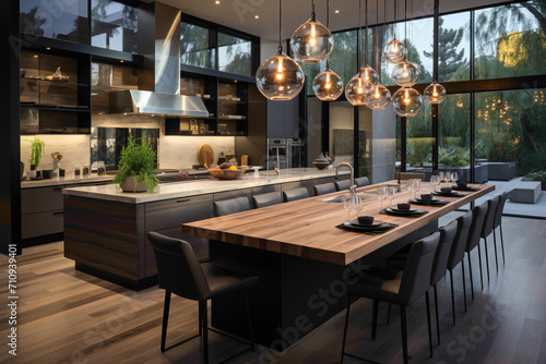 A modern kitchen with a minimalist approach, utilizing sleek materials and clean lines to create a contemporary culinary space.