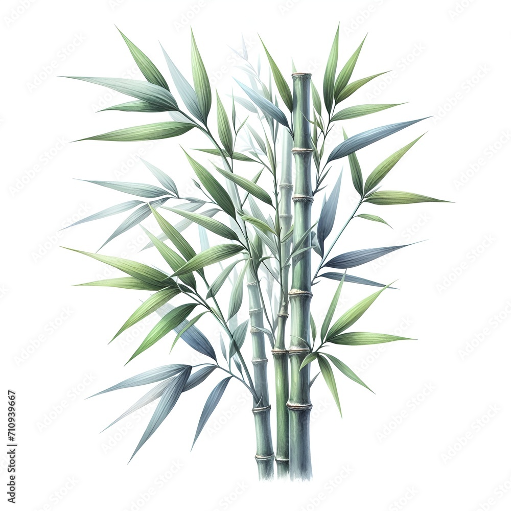 Fototapeta premium Watercolor paint bamboo plant for card decor