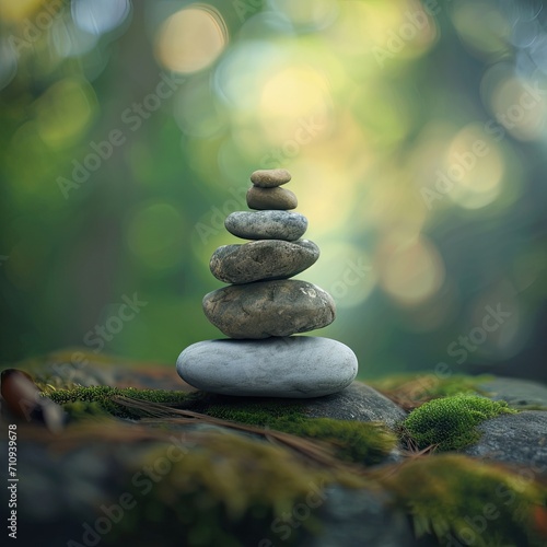 Stack of Rocks on Mossy Ground