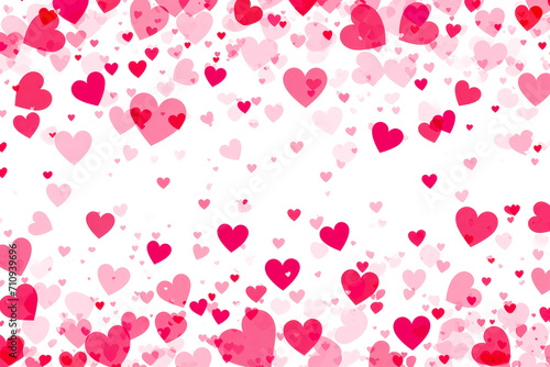 pattern of pink and red hearts on a white background with a border of small hearts