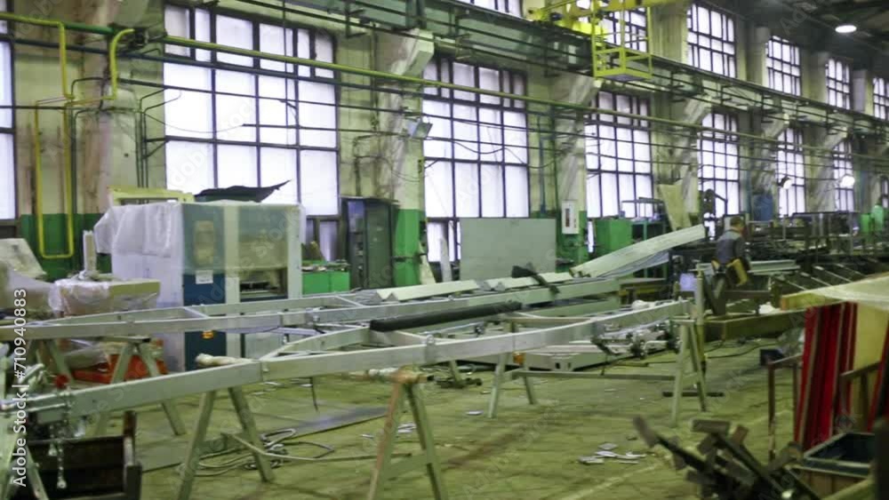 Workplace with many tubes and trailers in the factory. Workplace with many tubes and trailers in the factory.