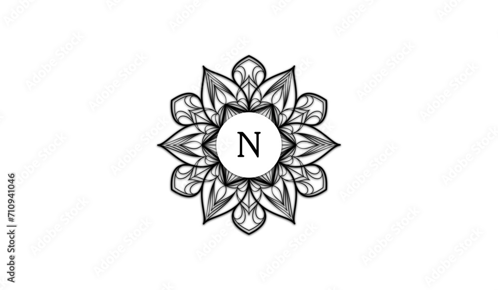 Luxury Retro Flower Alphabetical Logo Luxury Retro Flower Alphabetical Logo