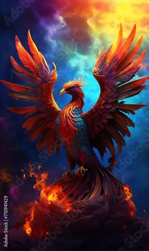 Phoenix, mythological firebird rising from the ashes © A_A88