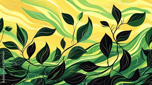 Green and black leaves background