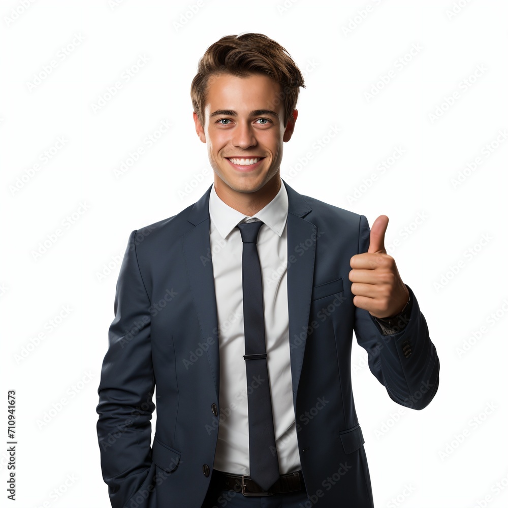 Young professional in a suit giving a thumbs up Young professional in a suit giving a thumbs up