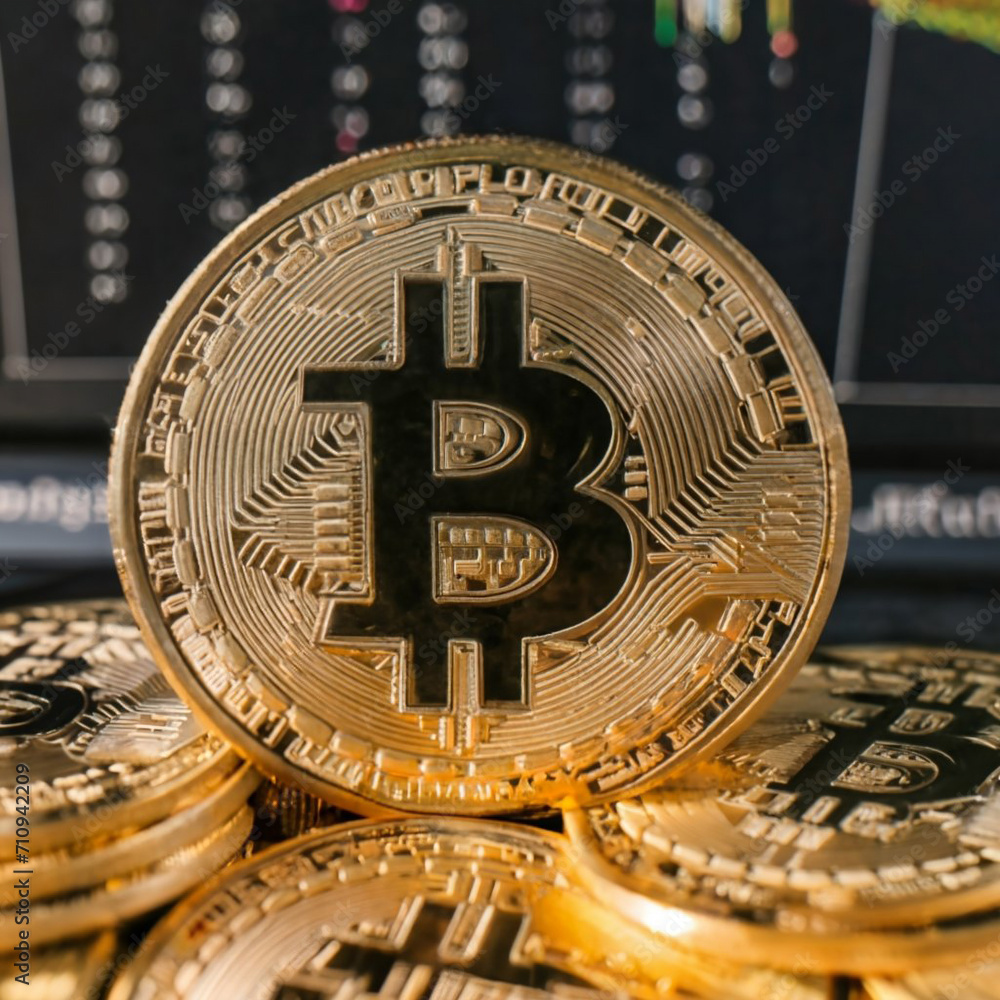 gold graphics with bitcoin logo