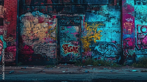 Abandoned Brick Building Covered in Graffiti © BrandwayArt