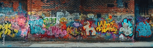 Colorful Graffiti Adorns Brick Wall