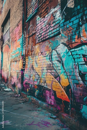 Man Walking Past Graffiti-Covered Wall © BrandwayArt