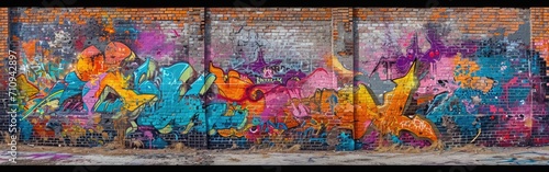 Graffiti Adorns a Wall in Vibrant Display. © BrandwayArt
