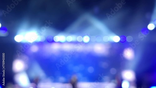 Defocused background of stage lights at the music festival