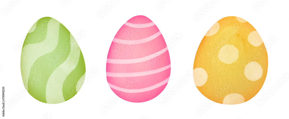 cute collection of three colorful Easter eggs isolated on transparent background. set of watercolor pink, green, yellow Paschal eggs is symbol of Easter. Clipart and cut out elements cute collection of three colorful Easter eggs isolated on transparent background. set of watercolor pink, green, yellow Paschal eggs is symbol of Easter. Clipart and cut out elements