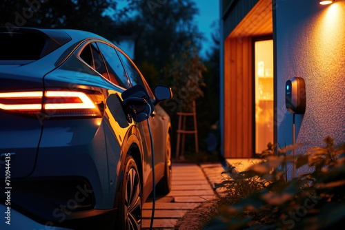 Electric car is being charg...