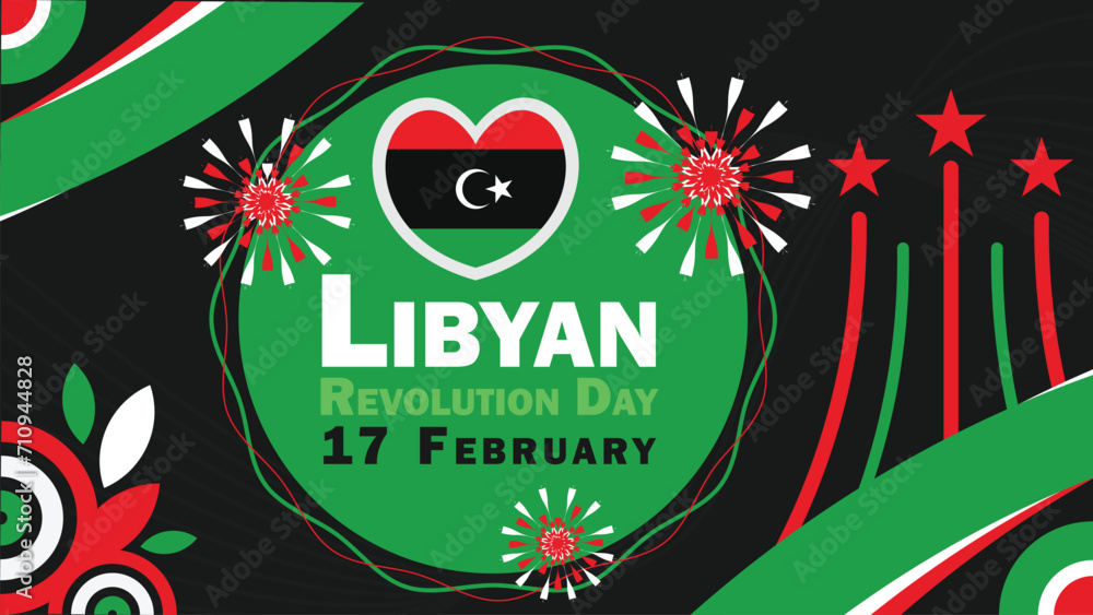 Libyan Revolution Day vector banner design. Happy Libyan Revolution Day modern minimal graphic poster illustration.