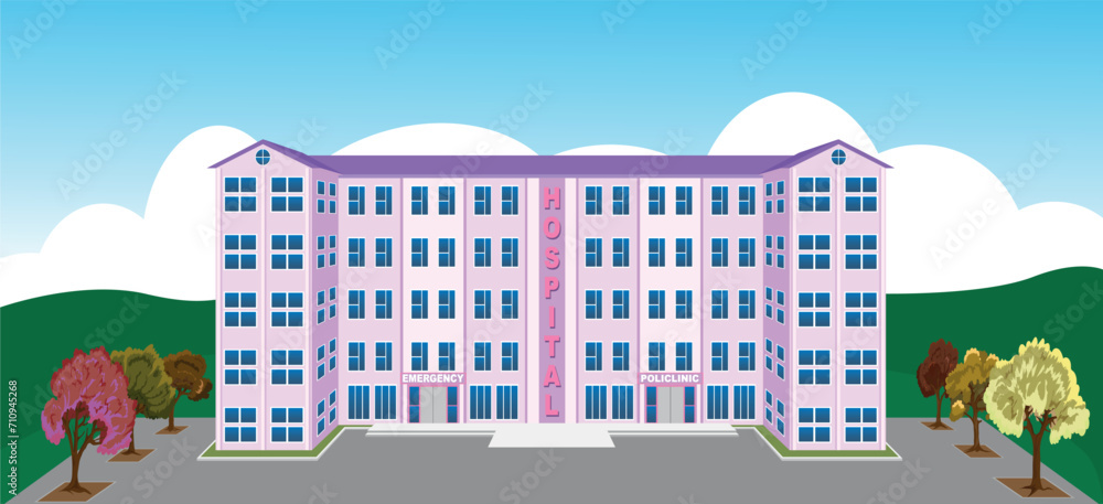 two-tone hospital building without background