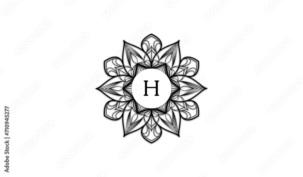 Luxury Retro Flower Alphabetical Logo Luxury Retro Flower Alphabetical Logo