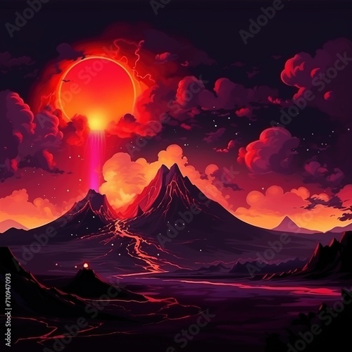 Volcanic Eruption on Alien Planet © duyina1990