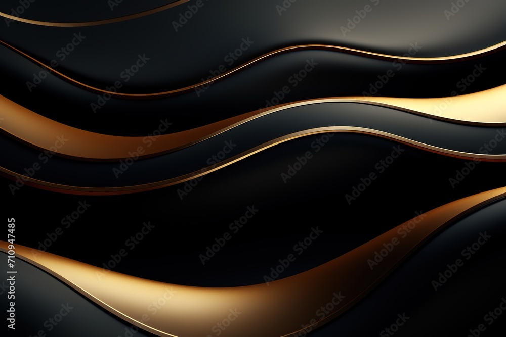 Fototapeta premium 3D abstract wallpaper. Three-dimensional dark golden and black background. golden wallpaper. Black and gold background 