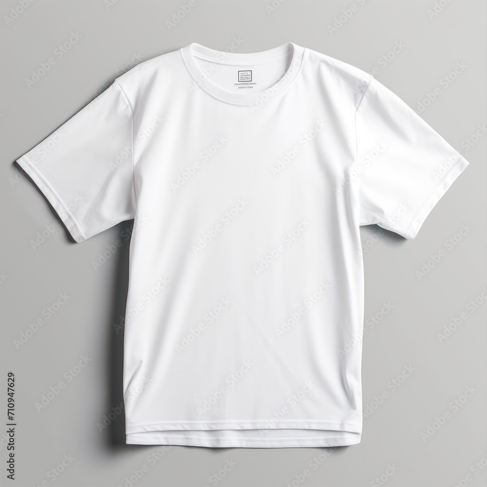 White T-shirt on grey background. Mockup for placing your design. White T-shirt on grey background. Mockup for placing your design.