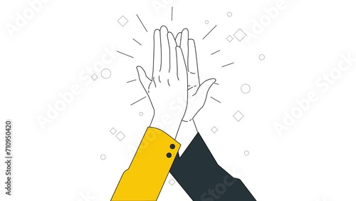 2D animation two friends give high five a motion animation 4k video resolution two bros give high five. Can be used as commercial. photo