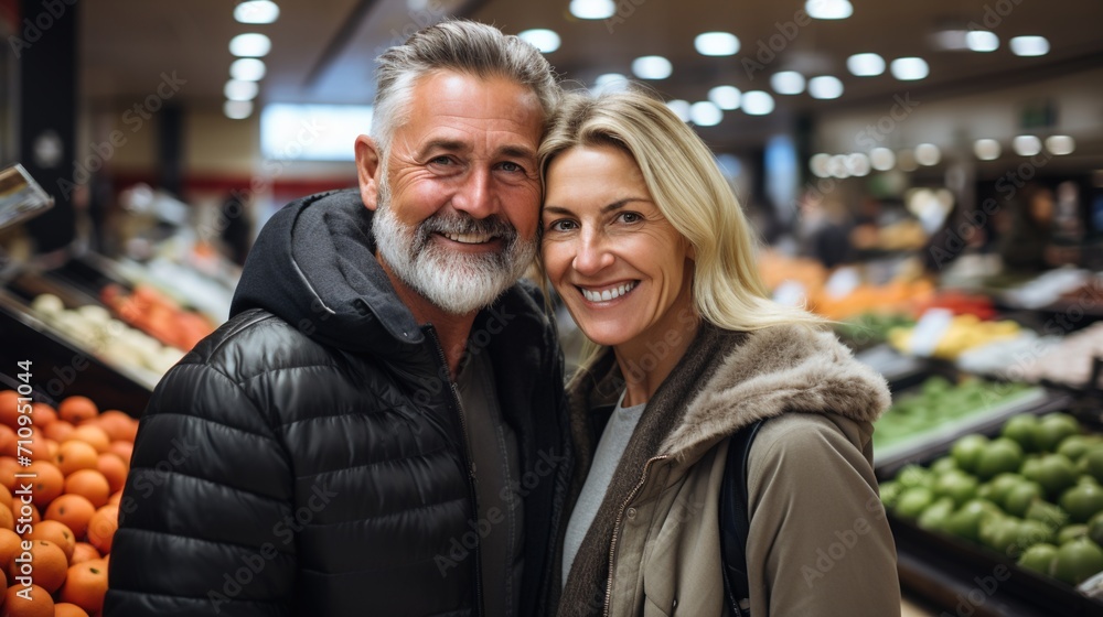 Happy Couple Grocery Shopping Happy Couple Grocery Shopping