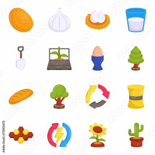 Pack of Eco and Nature Flat Icons 

 photo