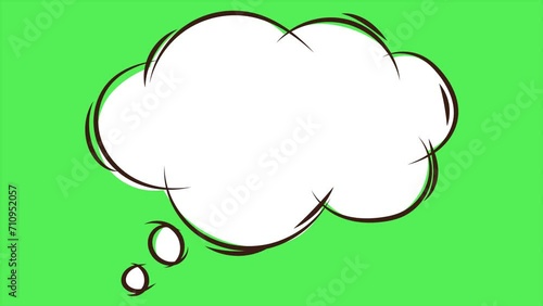 Thought bubble style speech dialogue Animation cartoon blank text space video isolated on green screen. Thought style talk sign symbol with green screen template for explanation and storyboard videos. photo